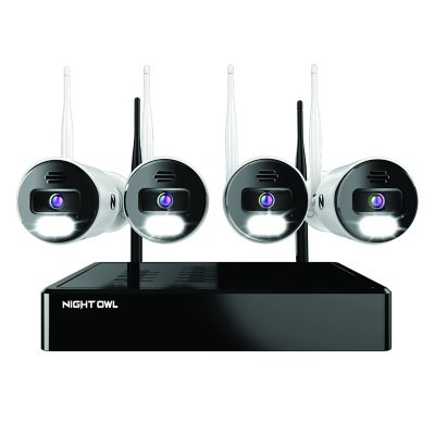 Night Owl Wi-Fi Bluetooth NVR with (4) AC Powered Wi-Fi IP 4K Spotlight Cameras with 2-Way Audio and 1TB HDD