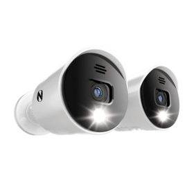 Night Owl Wired Add On 4K UHD Spotlight Cameras with Preset Voice Alerts and Built-In Camera Siren, 2-Pack