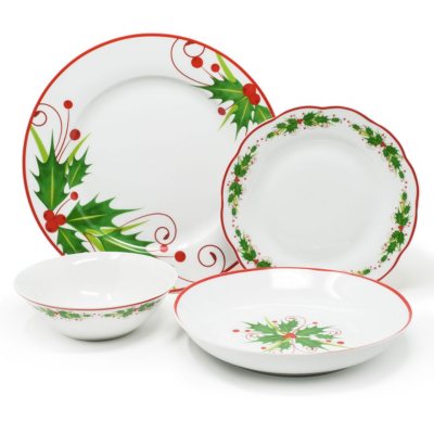 Holly 16-Piece Porcelain Dinnerware Set - Sam's Club