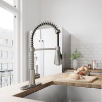 VIGO Brant Stainless Steel Pull-Down Spray Kitchen Faucet with Deck Plate 