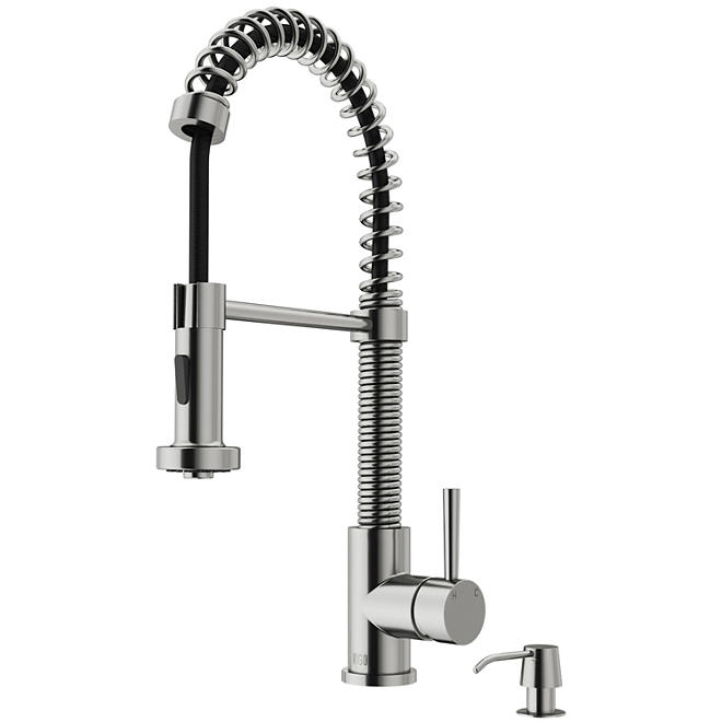 VIGO Pull-Out Spray Kitchen Faucet with Soap Dispenser 