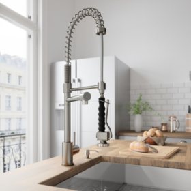 VIGO Zurich Pull-Down Spray Kitchen Faucet With Soap Dispenser (Stainless Steel)