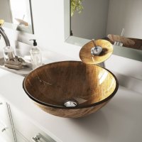 VIGO Amber Sunset Glass Vessel Bathroom Sink 