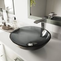 VIGO Sheer Black Glass Vessel Bathroom Sink 