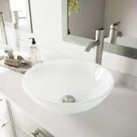 VIGO White Frost Vessel Sink and Faucet Set - Brushed Nickel 
