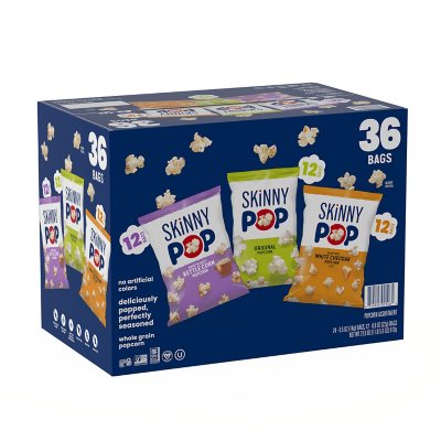 SkinnyPop Popcorn Variety Snack Pack Bags (0.5 oz., 36 ct