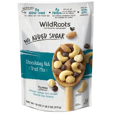 Wild Roots No Added Sugar Chocolatey Nut Trail Mix (18 oz.) Sam's Club