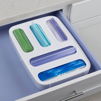 Ziplock Bag Storage Organizer Dispenser Drawer & Wall Mount Wooden