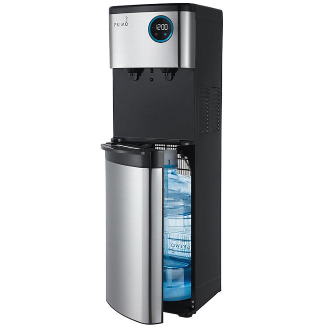 Primo Deluxe Bottom Loading Hot/Cold Water Dispenser with Touch Controls and Digital Display, Black with Stainless Steel
