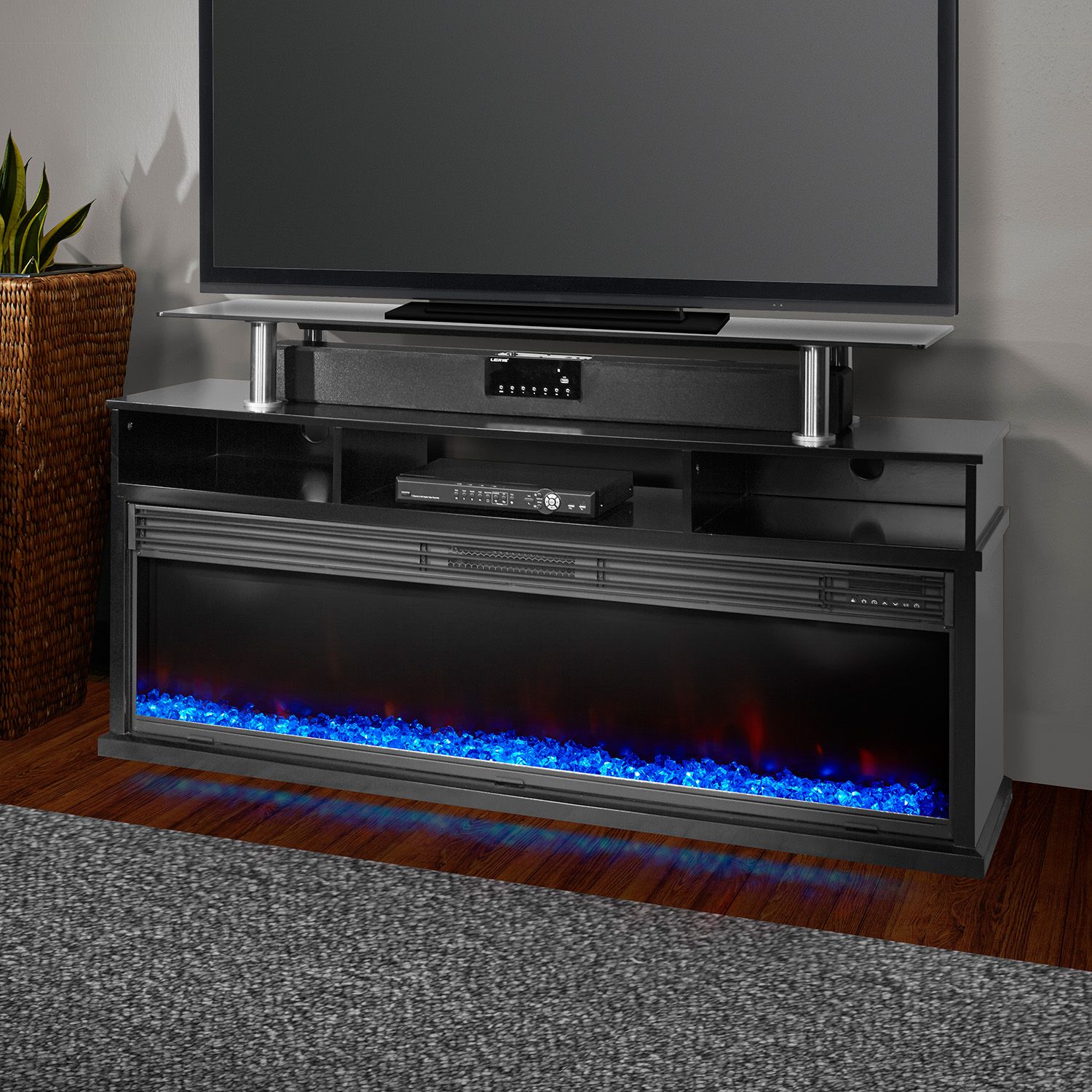 Lifesmart 60″ Media Console Fireplace with Northern Lights FX