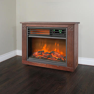 LifeSmart Compact Rolling Mantel Infrared Heater Fireplace
