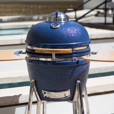 LifeSmart 24 Kamado Grill and Smoker in Blue with Value Bundle 