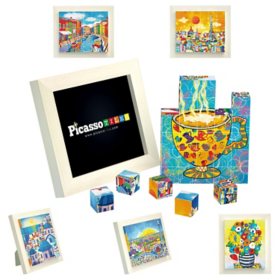 PicassoTiles 1" Magnetic Puzzle Cubes World Famous Paintings w/ Free Frame Stand - 30pcs 