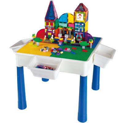 Kid's Multi-use Activity Table & 2 Chairs Set, Lego Board