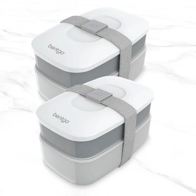 Bentgo Classic (Blue) - All-in-One Stackable Lunch Box Solution - Sleek and  Modern Bento Box Design Includes 2 Stackable Containers, Built-in Plastic  Silverware, and Sealing Strap 