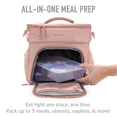 Bentgo Prep Deluxe Bag and Bentgo 60-Piece Meal Prep Container Set - Blush