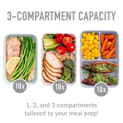 Bentgo Prep 2-Compartment Meal-Prep Containers with Custom-Fit Lids -  Microwaveable, Durable, Reusable, BPA-Free, Freezer and Dishwasher Safe  Food Storage Containers - 10 Trays & 10 Lids (Burgundy) 