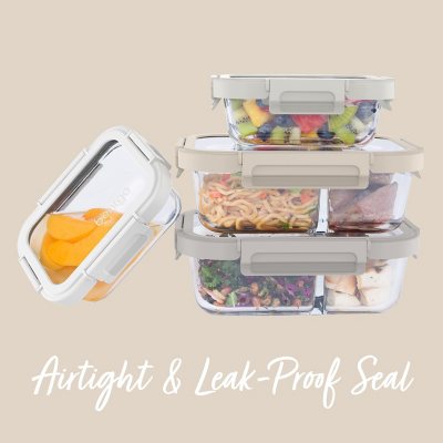 Bentgo Glass Leak-Proof Food Storage Set (4pc) - Pebble/Fog | Bentgo Official Site