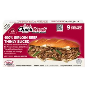 Gary's 100% Sirloin Beef QuickSteak, Frozen 2.25 lbs. total