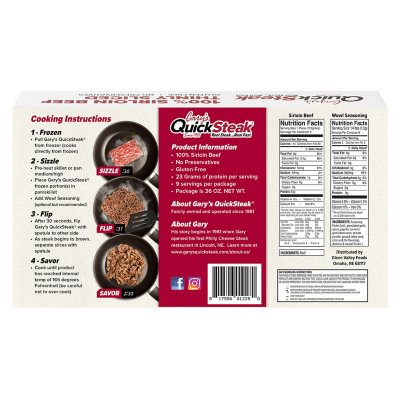 Gary's 100% Sirloin Beef QuickSteak, Frozen ( lbs. total) - Sam's Club