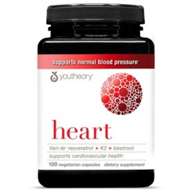 Youtheory Heart Capsules with Resveratrol, Vitamin K, & Beetroot, 150 ct.