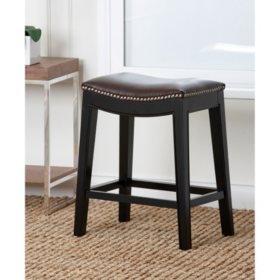 Royal Leather Counter Stool, Dark Brown