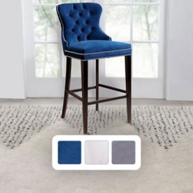Milano Velvet Button-Tufted Barstool, Assorted Colors