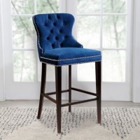 Milano Velvet Button-Tufted Bar Stool, Assorted Colors