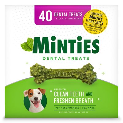 Minties Dental Dog Bone Treats, Maximum Mint (40 ct.) - Sam's Club