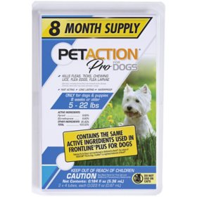 PetAction Pro for Dogs, 8 Doses, Choose Size