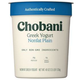 Chobani Plain Nonfat Greek Yogurt, 40 oz.