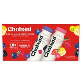 Chobani Lowfat Greek Yogurt Drink Variety Pack, 7 fl. oz., 12 ct.