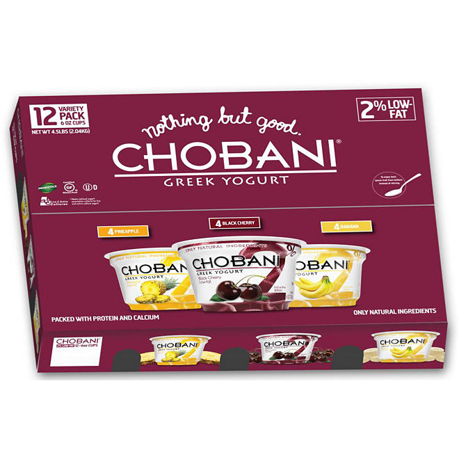 Chobani Low-Fat Greek Yogurt Variety Pack - 6 oz. cups - 12 pk.