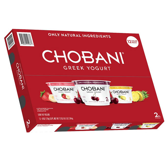 Chobani 2% Greek Yogurt, Variety Pack (6 oz. cups, 12 ct.)
