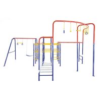 ActivPlay Modular Jungle Gym with Swing Set, Monkey Bars, Hanging Bridge and Hanging Jungle Line Kit