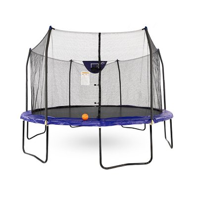 Skywalker 14' Round with Enclosure and Basketball Hoop, Blue - Sam's Club