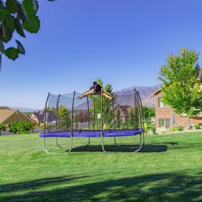 Skywalker Trampolines 15ft x 9ft Rectangle Trampoline with Enclosure - Blue