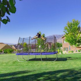 Skywalker Trampolines 15ft x 9ft Rectangle Trampoline with Enclosure – Blue