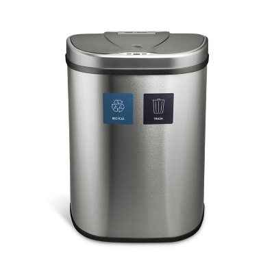 Stainless Steel Nine Stars 18.5-Gallon Motion Sensor Recycle Unit and Trash Can 
