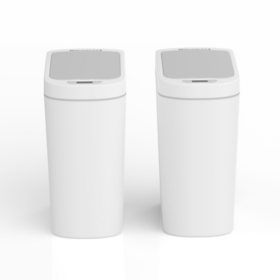 Nine Stars 2-Pk. 1.85G Plastic Motion Sensor Trash Cans, White