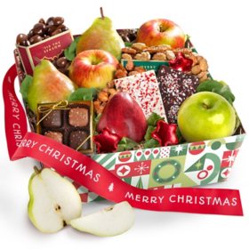 Holiday Deluxe Fruit, Nut and Treats Gift Basket