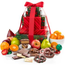 Deluxe Holiday Fruit and Chocolate 7-Box Gift Tower