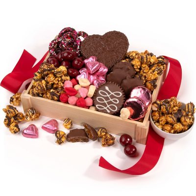 Happy Valentine's Day Chocolate, Caramel and Crunch Grand Gift Basket -  AA4056V