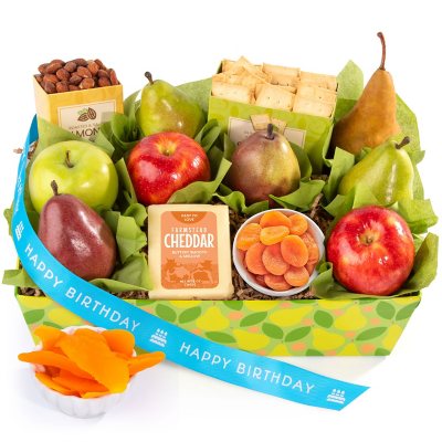 Happy Birthday Fruit and Cheese Gift Basket