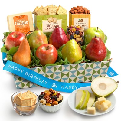 Happy Birthday Fruit and Cheese Gift Basket