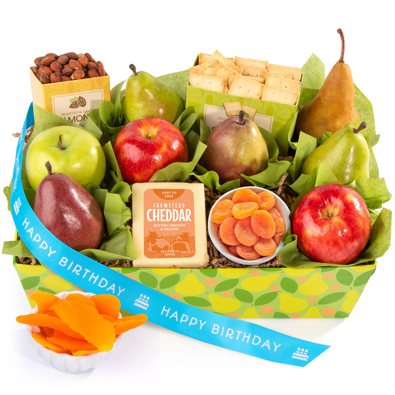 Happy Birthday Fruit and Cheese Gift Basket