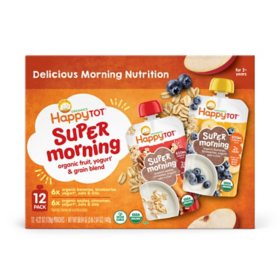 Happy Tot Super Morning Pouch, Apple Cinnamon and Blueberry Banana (4 oz., 12 ct.)