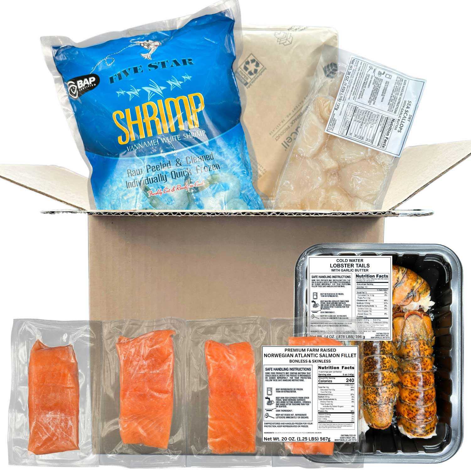 Seafood Sampler Assortment Box, 5.75 lbs.