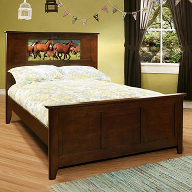LightHeaded Beds Shaker Full Bed with Changeable back-lit LED Headboard Imagery