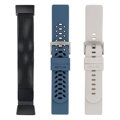 2-Pack - Black/Blue #fit1 51572BBR Band Kit for Fitbit Charge 3 WITHit 
